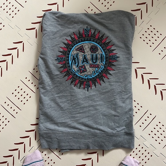 Maui and Sons Culture Compass Hoodie Zip Up Sweatshirt Heather Grey Medium - Picture 8 of 12